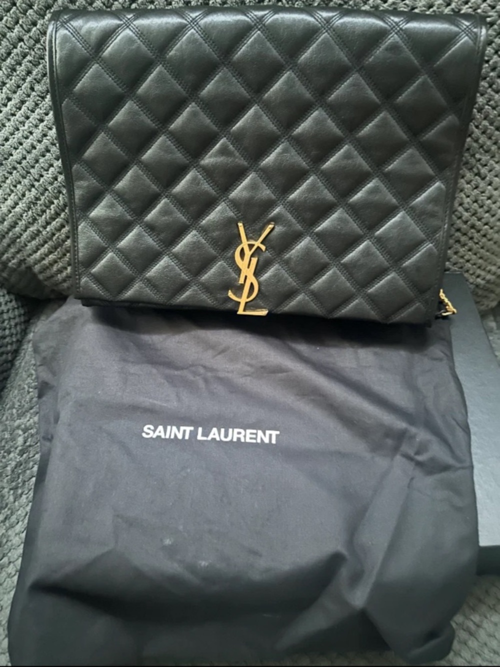 Saint Laurent Black Quilted Leather Flap Bag with Gold YSL Hardware - Picture 2 of 6